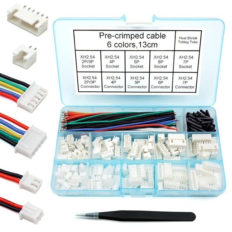 elechawk 2.54mm XH Connector Socket Kit with pre-Crimped Cable Wire 2/3/4/5/6/7 Pin Housing JST Adapter Cable Male and Female Compatible with JST-XH Connector (Connector&Socket) - Image 1